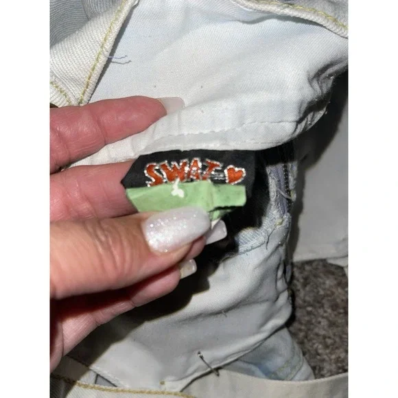 Vintage 80s 90s SWAT Light Acid Wash Denim Jeans Jumpsuit Overalls Size 9 - Picture 12 of 16